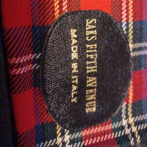 Long Saks Fifth Avenue Plaid Makeup Bag Vintage 1970's made in Italy